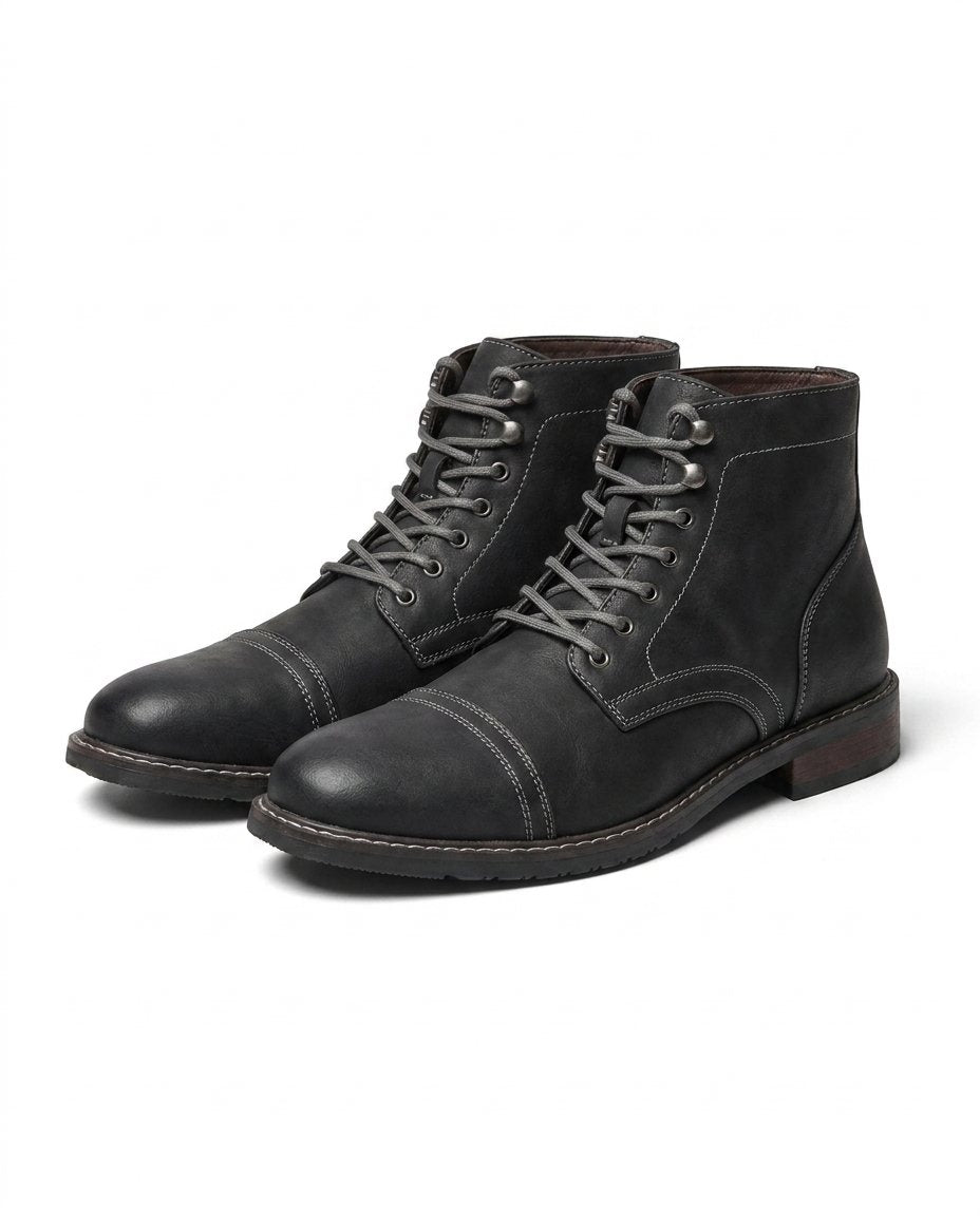 Men's Leather Cap Toe Boots for Everyday Wear