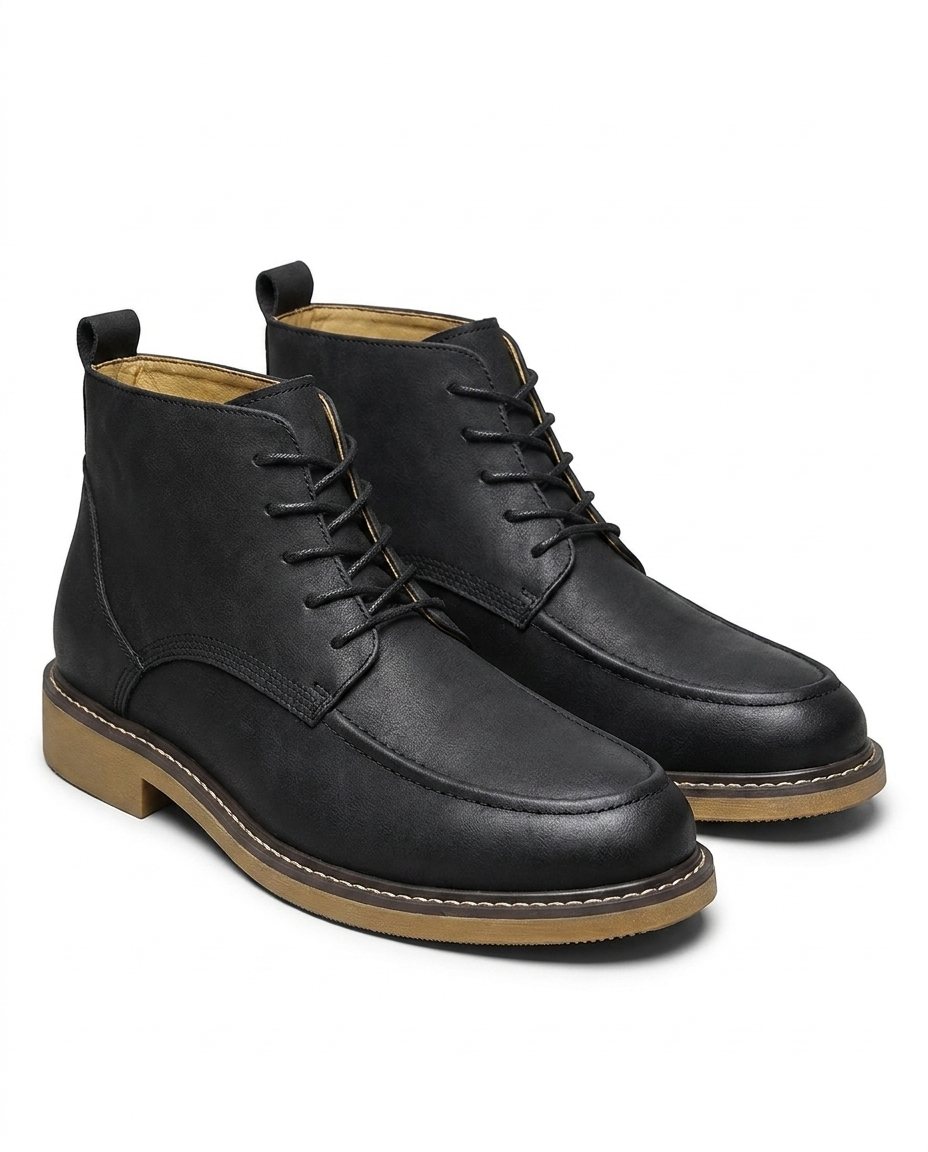 Men's Leather Moc Toe Boots for Everyday Wear