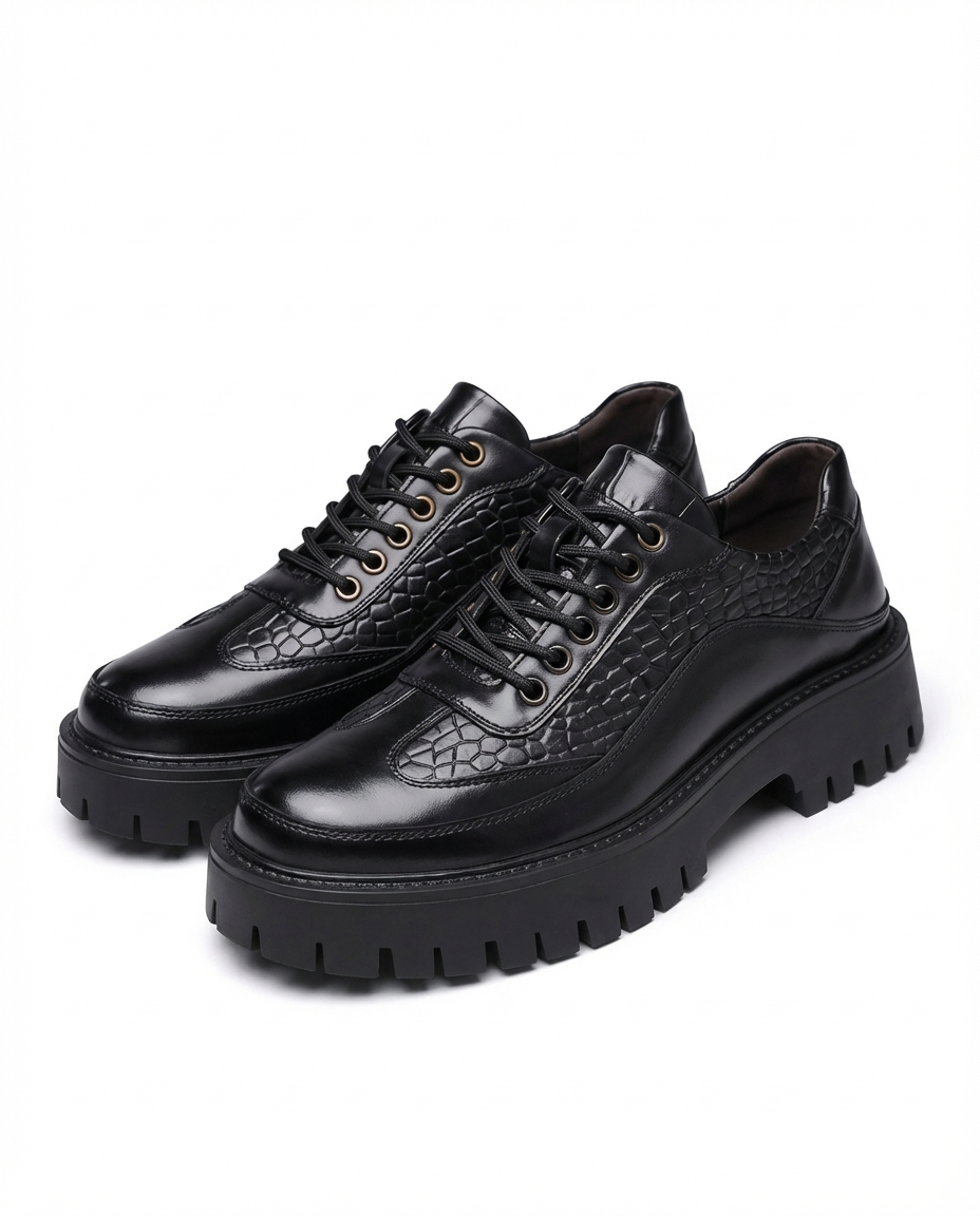 Men's Leather Derby Shoes – Rugged Lug Sole Comfort