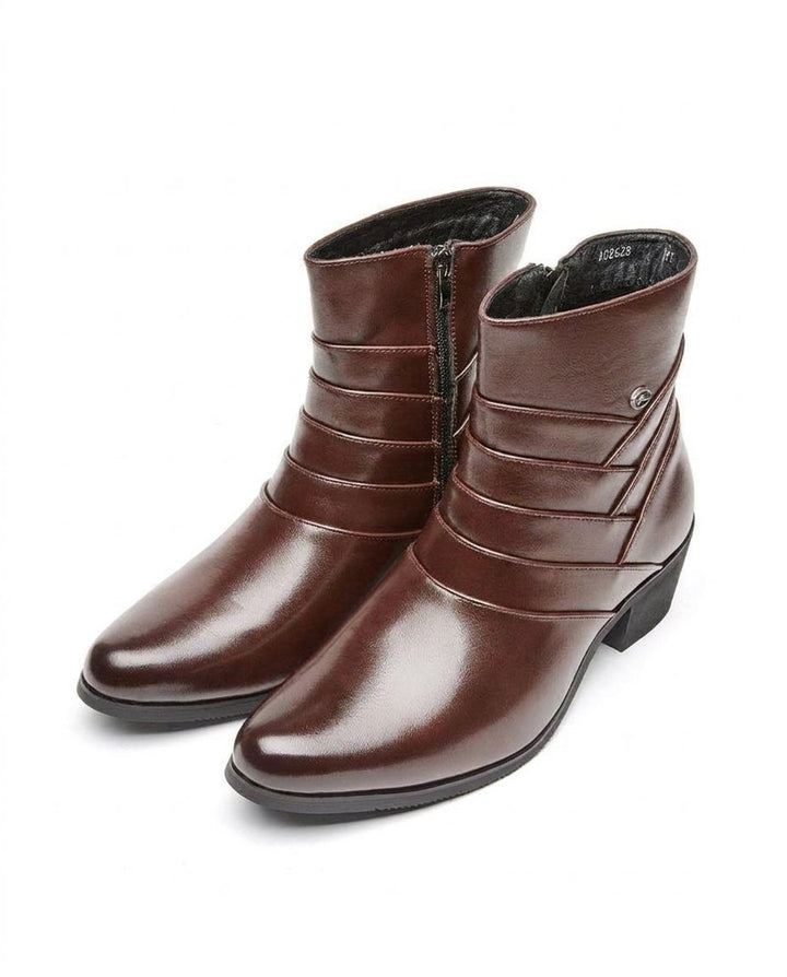 Men's Leather Ankle Boots with Side Zip