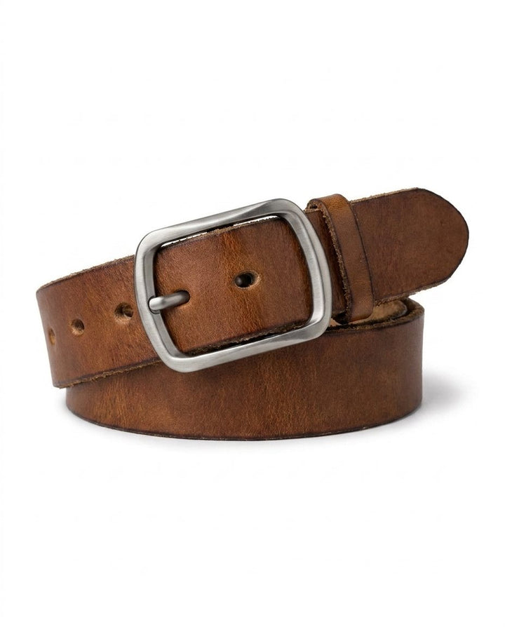 Men's Vintage Leather Belt | Distressed Full-Grain Casual Jeans Strap