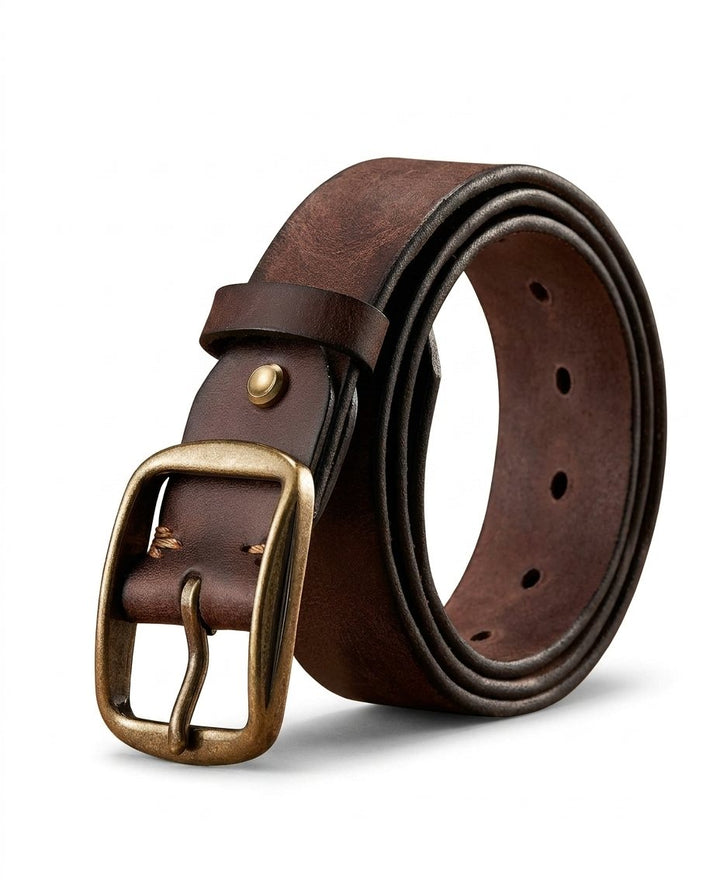 Men's Full-Grain Cowhide Leather Belt | Heavy-Duty Classic Jeans Strap