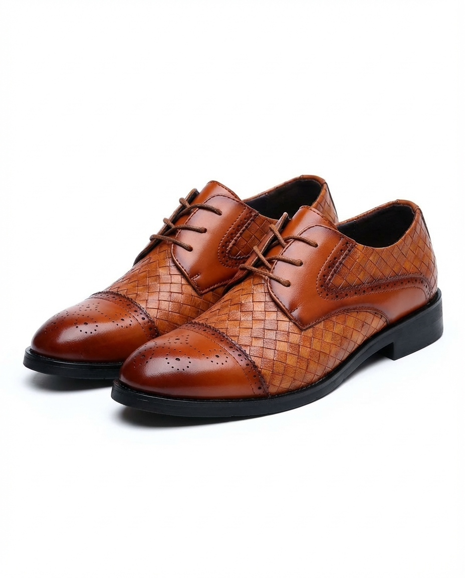 Woven Leather Oxford Shoes for Men