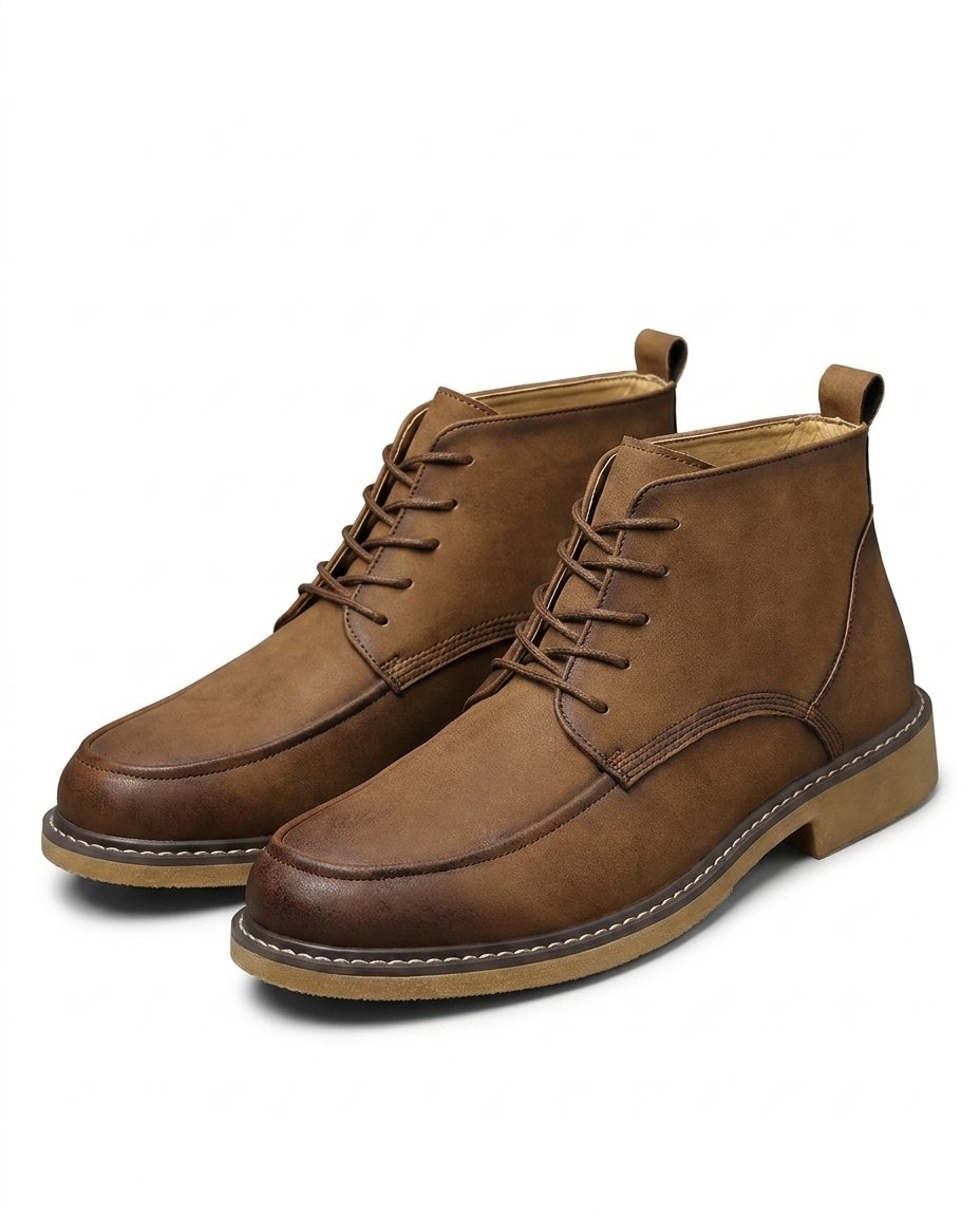 Men's Leather Moc Toe Boots for Everyday Wear