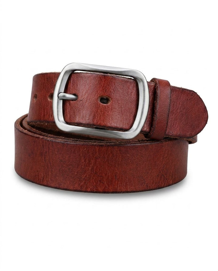 Men's Vintage Leather Belt | Distressed Full-Grain Casual Jeans Strap