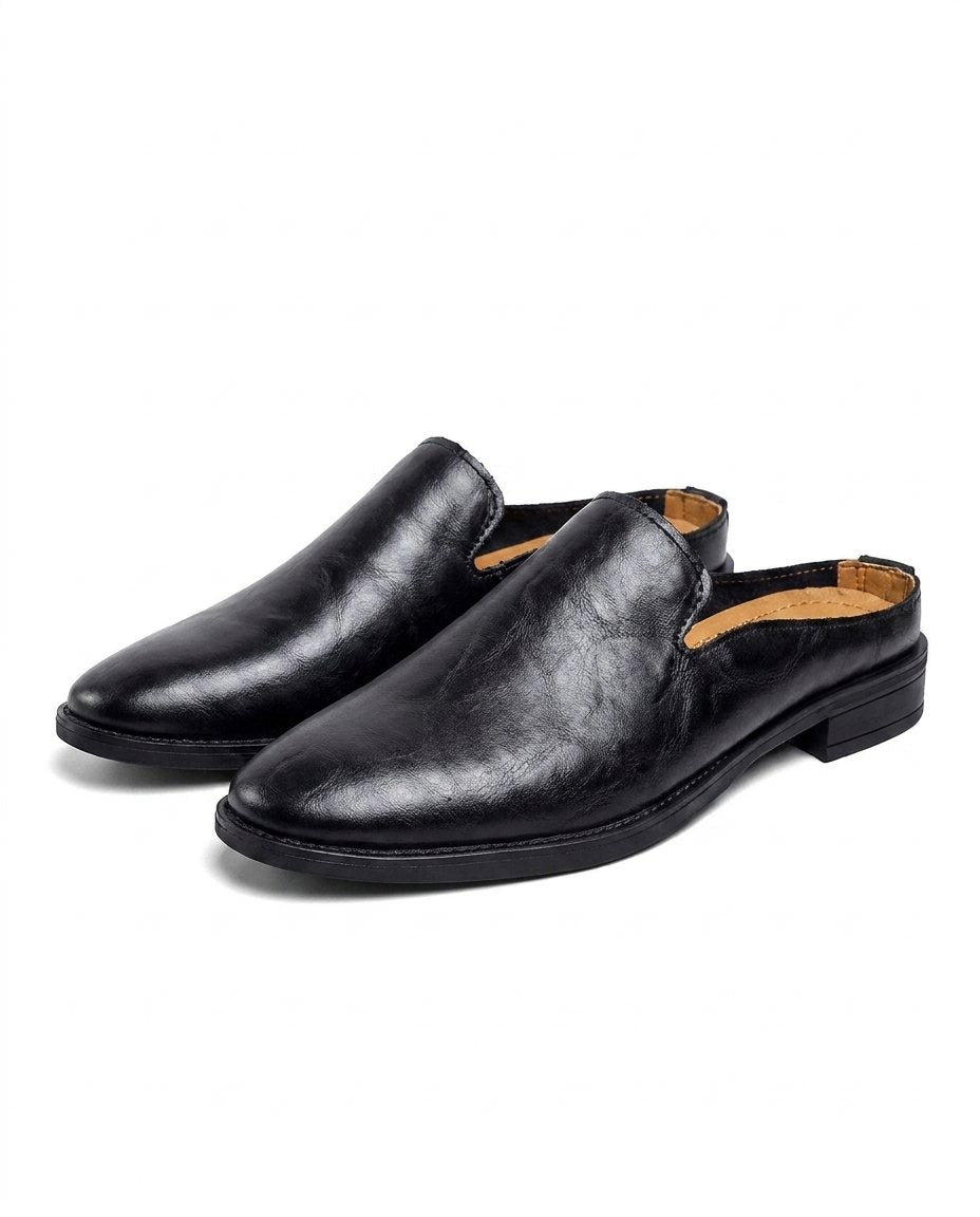 Men's Leather Mules | Smart Casual Slip-On Shoes