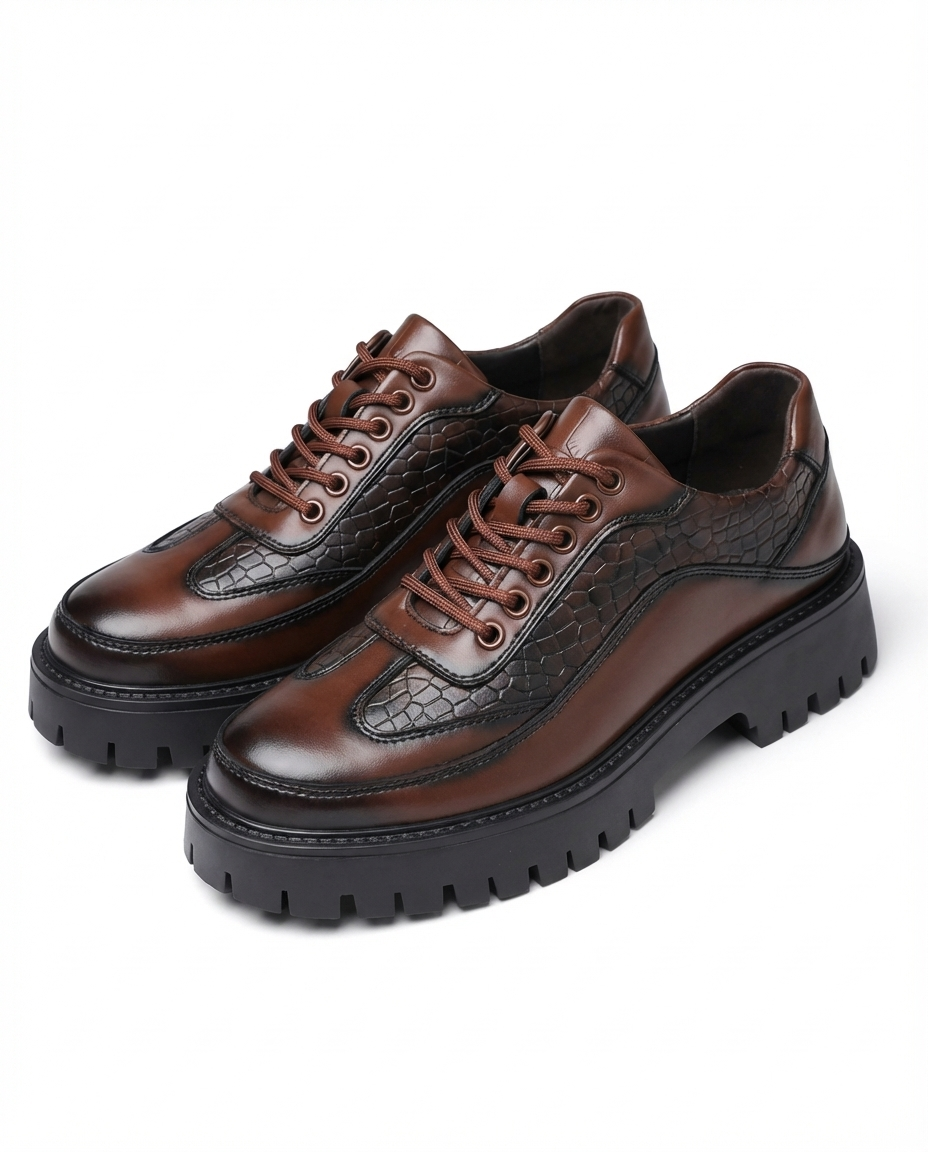 Men's Leather Derby Shoes – Rugged Lug Sole Comfort