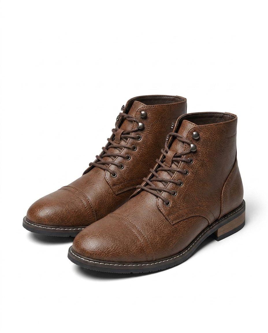 Men's Leather Cap Toe Boots for Everyday Wear