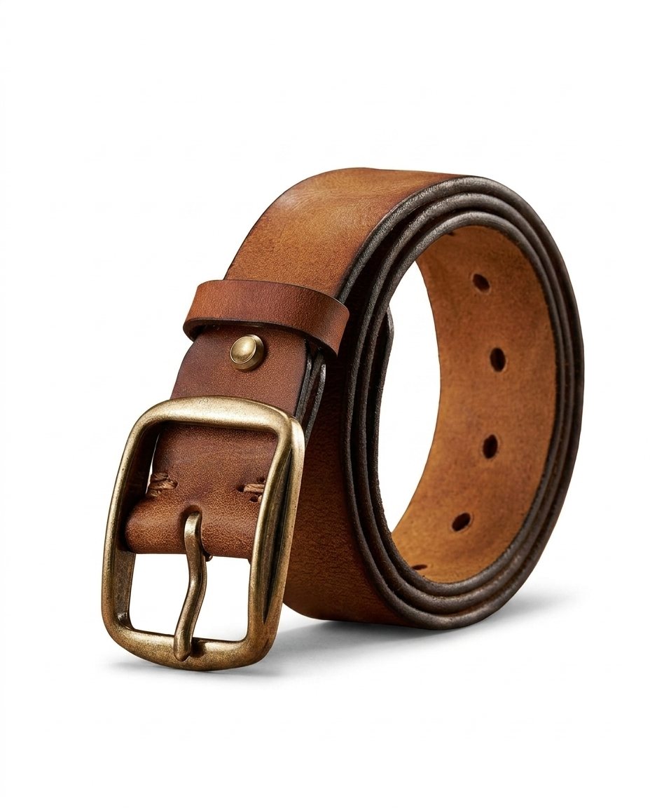 Men's Full-Grain Cowhide Leather Belt | Heavy-Duty Classic Jeans Strap