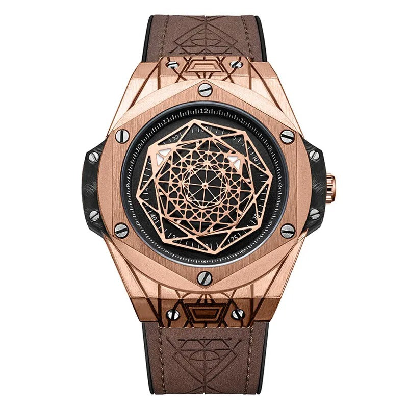 Men's Chronograph Watch with Leather Strap
