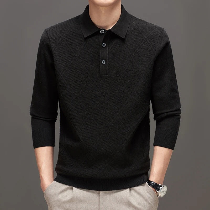 Men's Diamond Knit Polo Shirt – Lightweight & Wrinkle Resistant