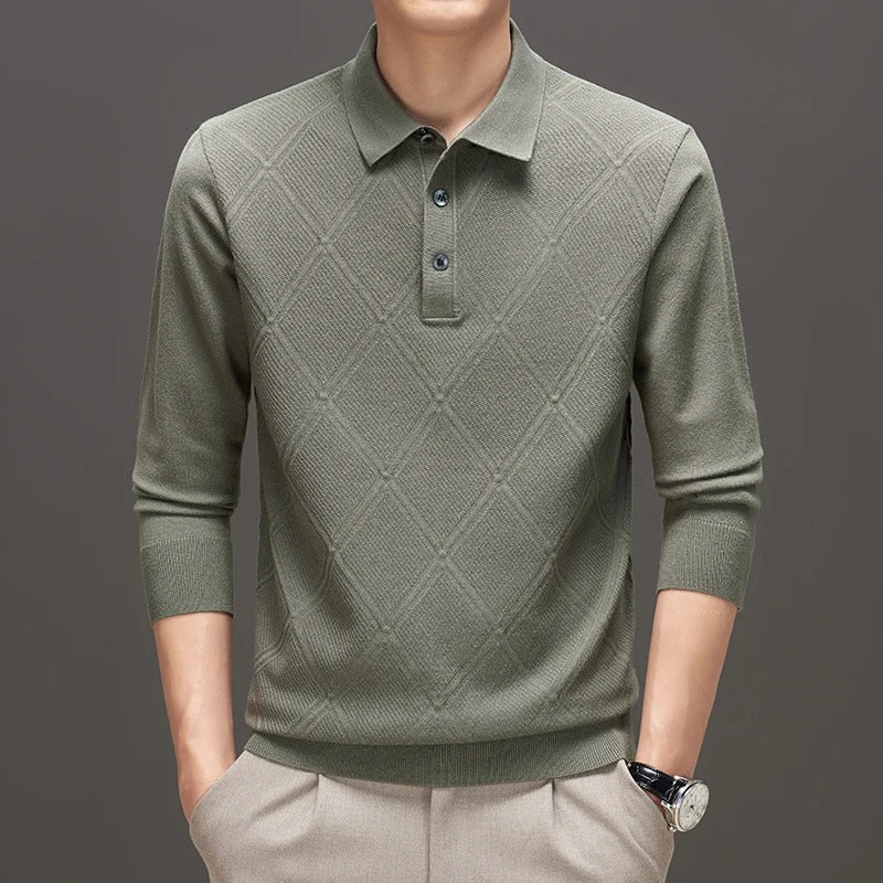 Men's Diamond Knit Polo Shirt – Lightweight & Wrinkle Resistant