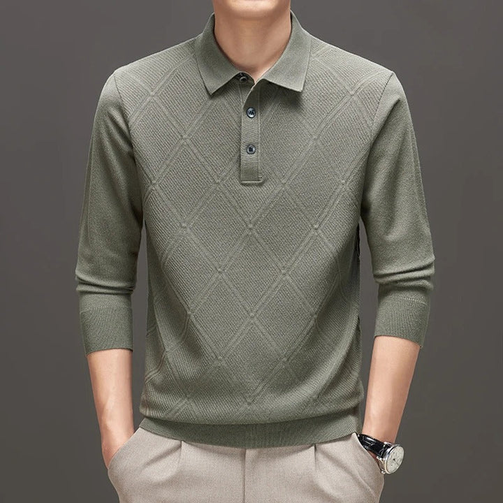 Men's Diamond Knit Polo Shirt – Lightweight & Wrinkle Resistant