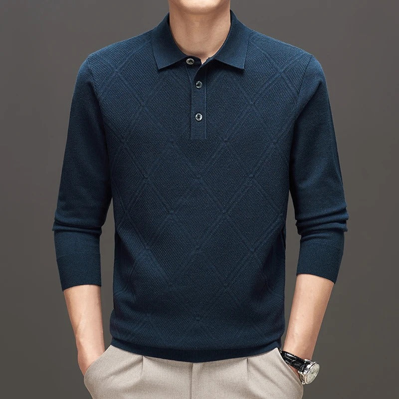 Men's Diamond Knit Polo Shirt – Lightweight & Wrinkle Resistant
