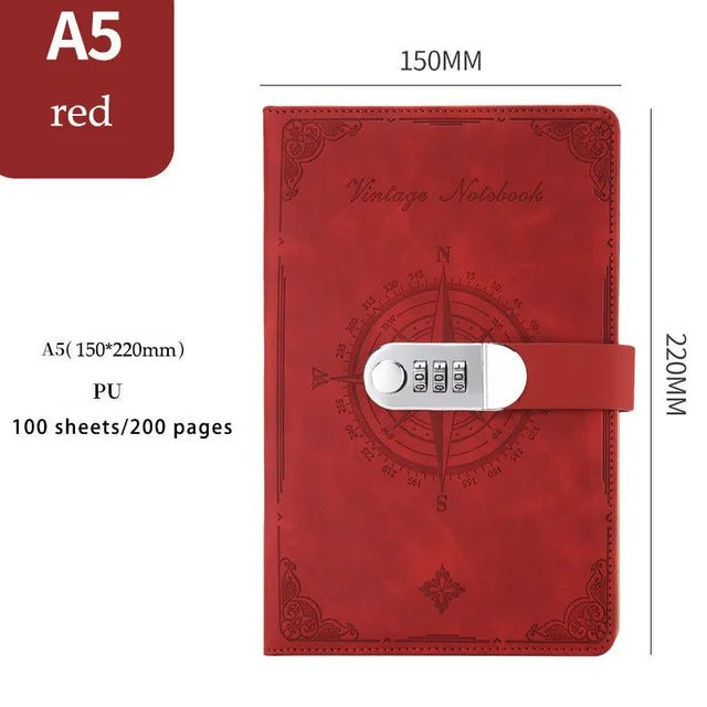 Vintage Password Lock Notebook Journal