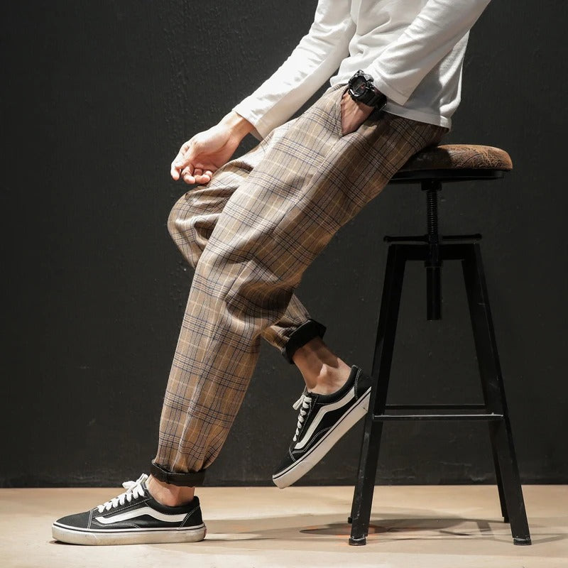 Men's Plaid Comfort Pants for Smart Casual Style