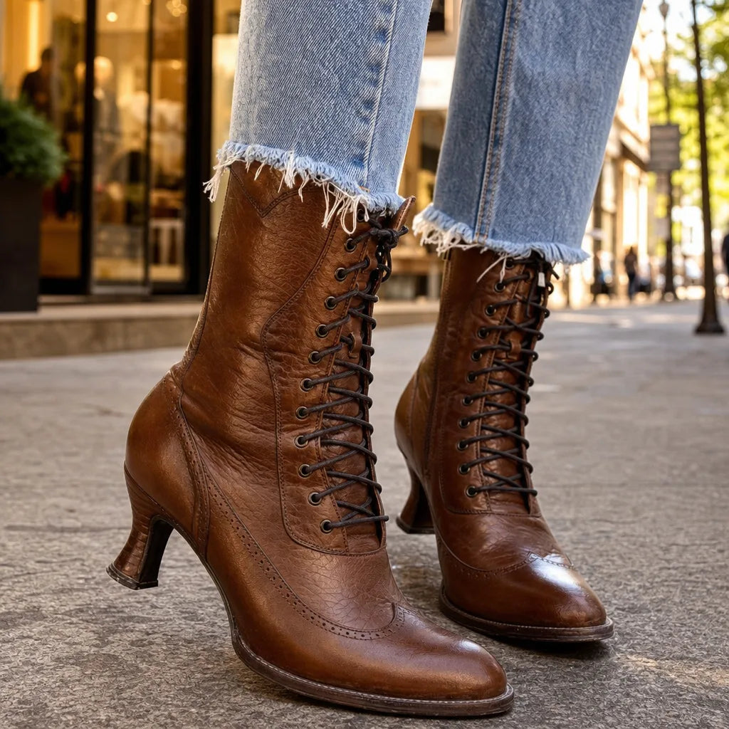 Women’s Brown Lace-Up Ankle Boots for Fall