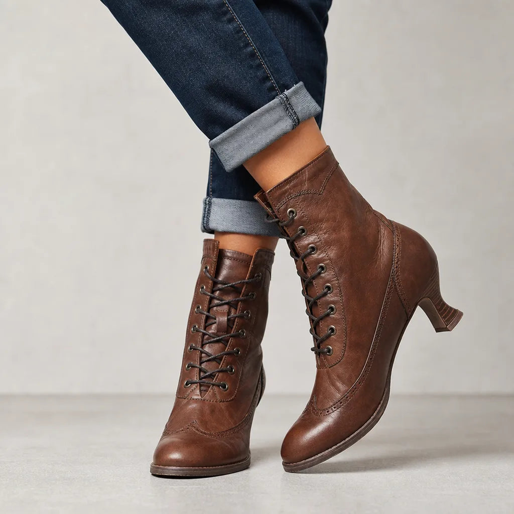 Women’s Brown Lace-Up Ankle Boots for Fall