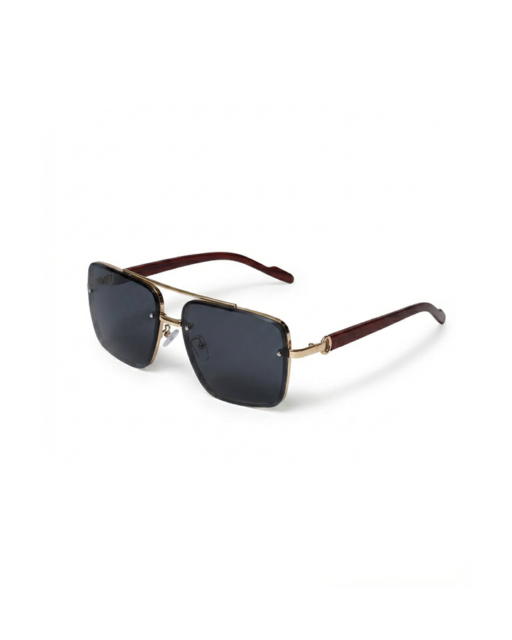 Men's Square Sunglasses – Gold Frame & Wood Accent