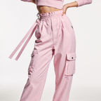 Women’s High-Waist Street Cargo Pants – Loose Wide-Leg Trousers with Pockets-HighTouch