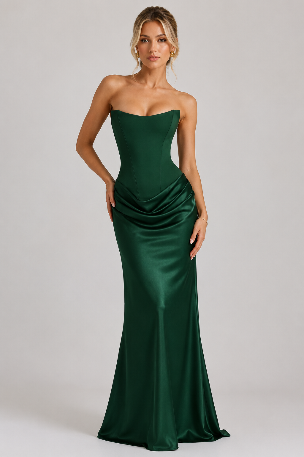 Mirabella | Corset Satin Bodycon Maxi Dress Wedding Guest