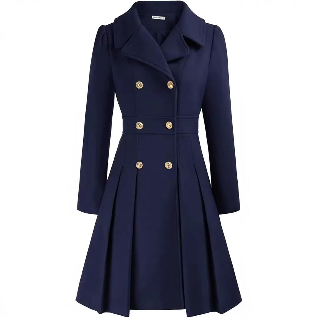 Wellington Winter Swing Coat for Women Double Breasted Flared