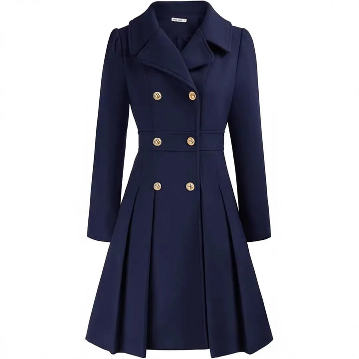 Wellington Winter Swing Coat for Women Double Breasted Flared