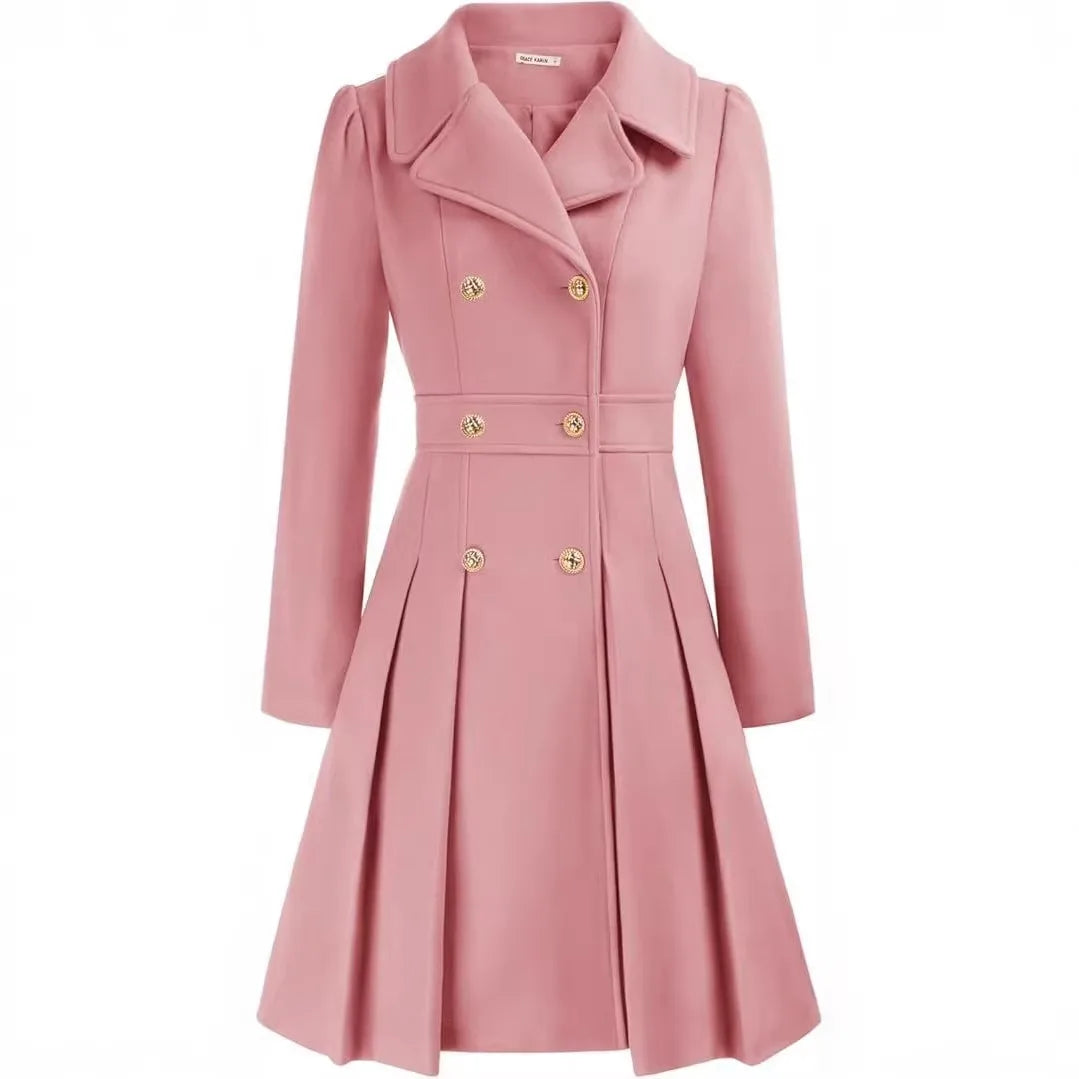 Wellington Winter Swing Coat for Women Double Breasted Flared