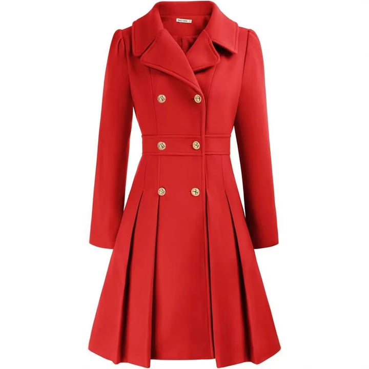 Wellington Winter Swing Coat for Women Double Breasted Flared