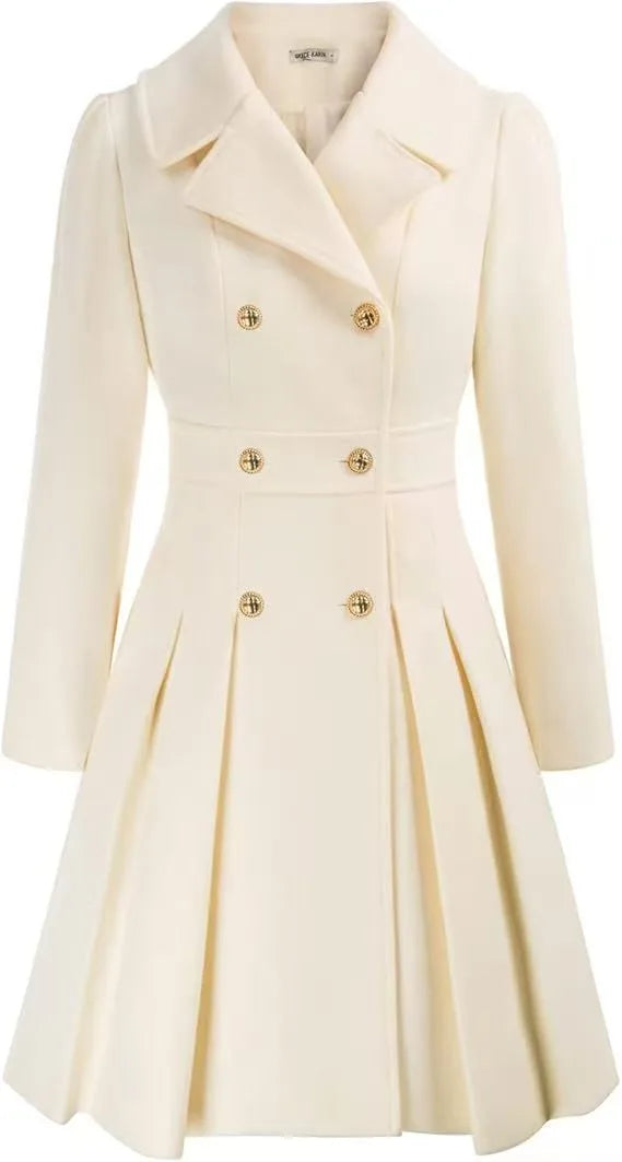 Wellington Winter Swing Coat for Women Double Breasted Flared