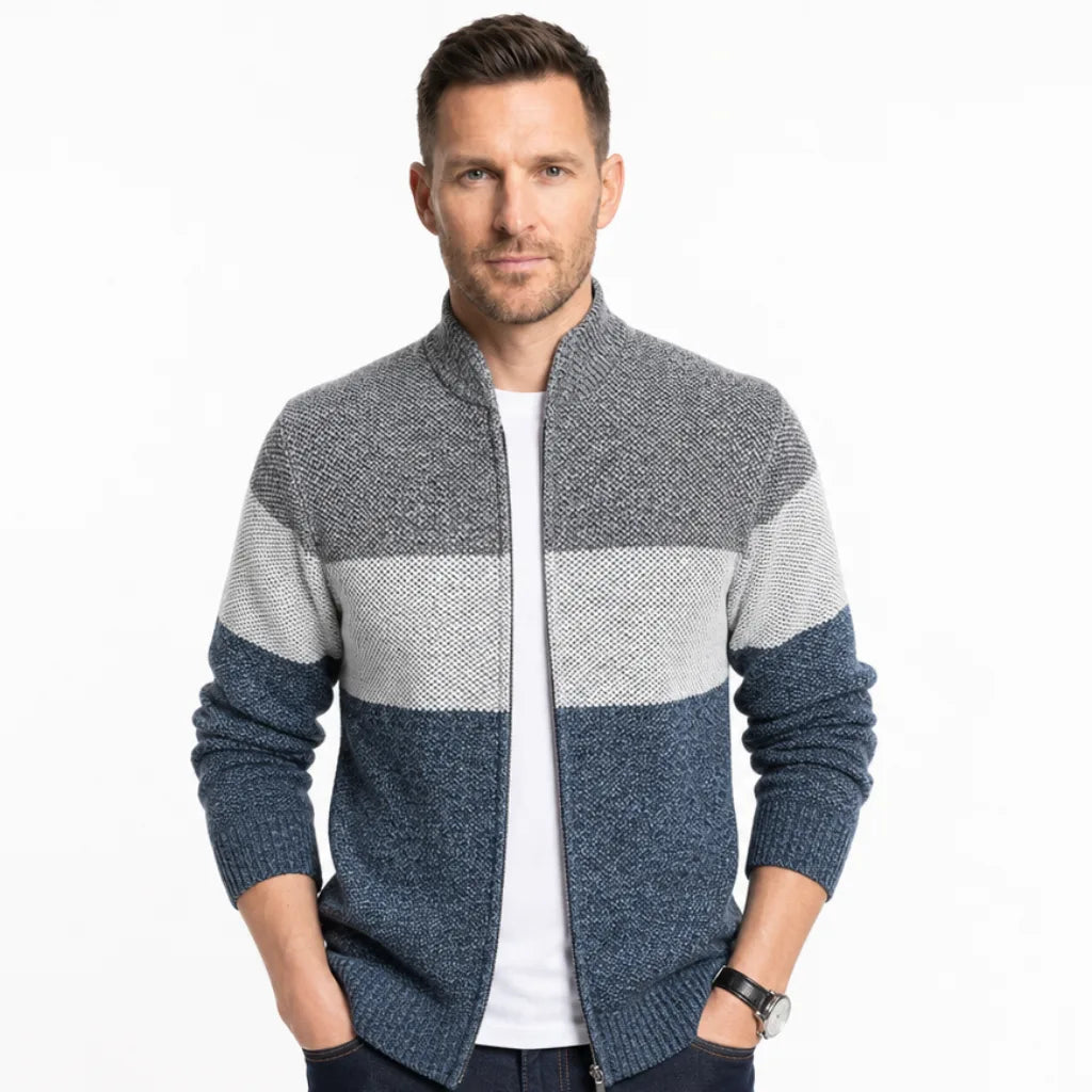Men’s Colorblock Knit Jacket for Everyday Wear