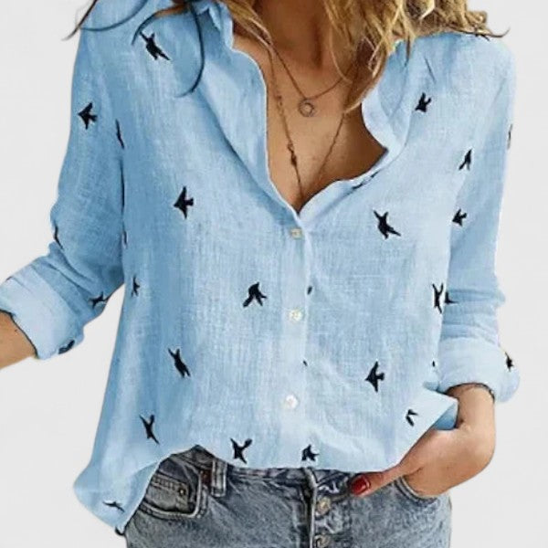 Winifred | Women's V-Neck Button Down Long Sleeve Blouse