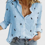 Winifred | Women's V-Neck Button Down Long Sleeve Blouse