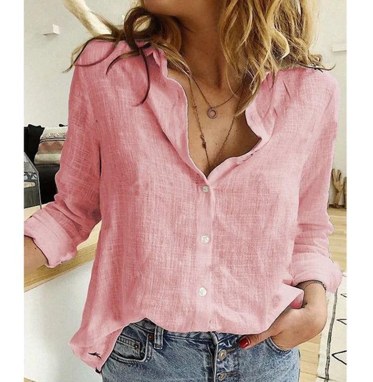 Winifred | Women's V-Neck Button Down Long Sleeve Blouse