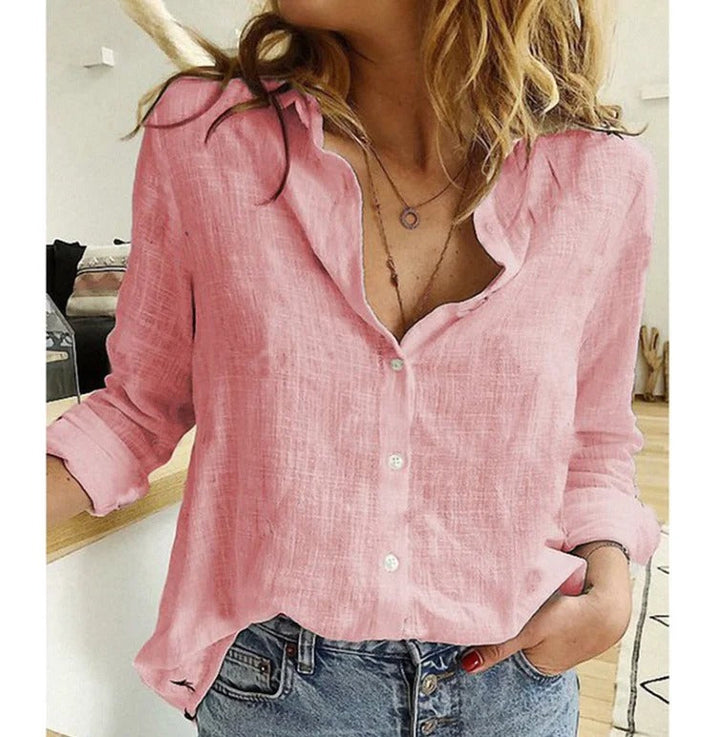 Winifred | Women's V-Neck Button Down Long Sleeve Blouse