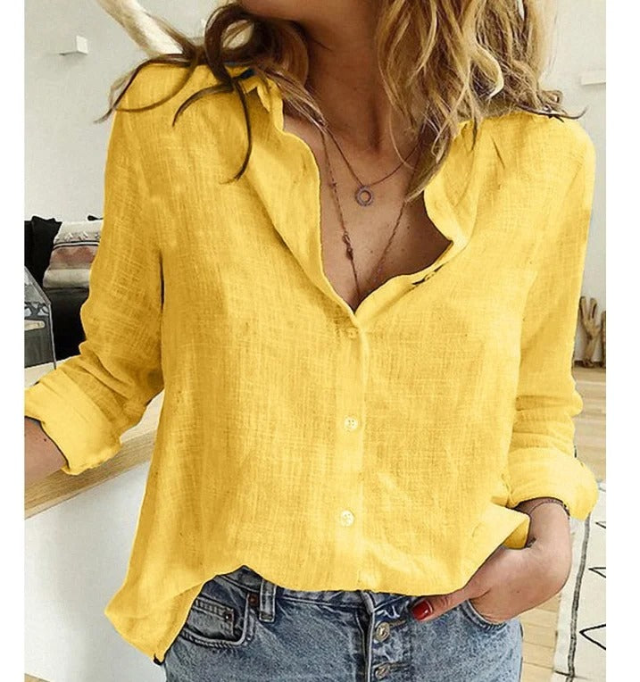 Winifred | Women's V-Neck Button Down Long Sleeve Blouse