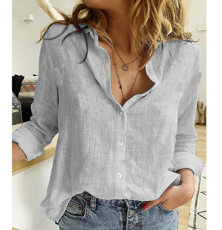 Winifred | Women's V-Neck Button Down Long Sleeve Blouse