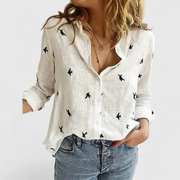 Winifred | Women's V-Neck Button Down Long Sleeve Blouse