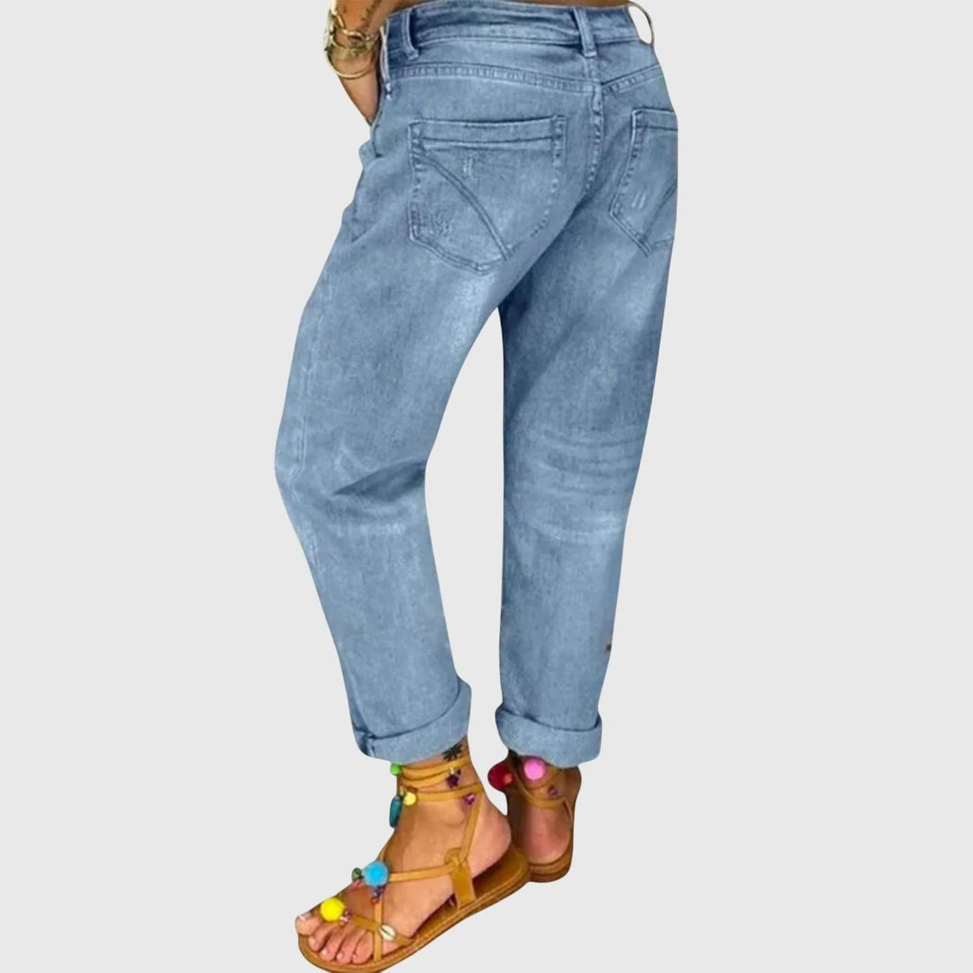 Distressed Light Wash Baggy Denim Jeans