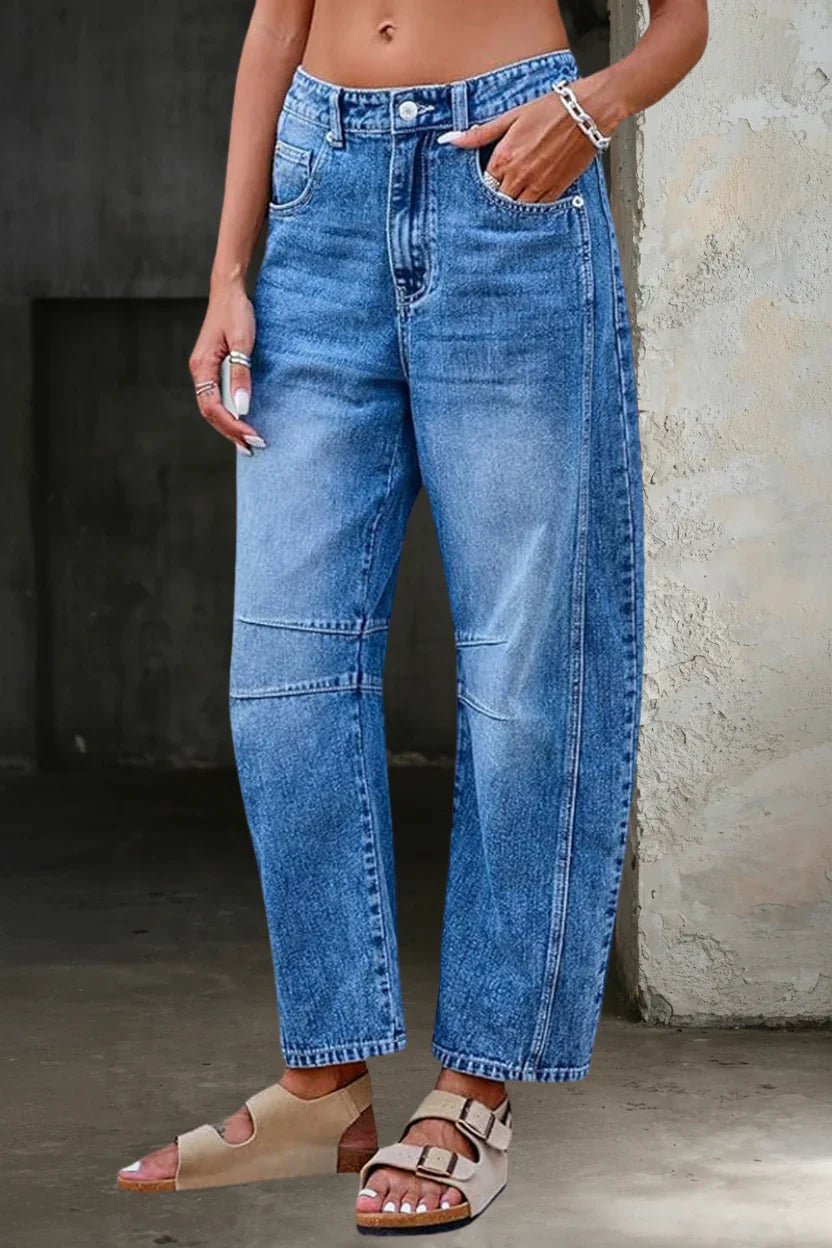 Women High-Waist Wide-Leg Flare Denim Jeans with Core Shaping