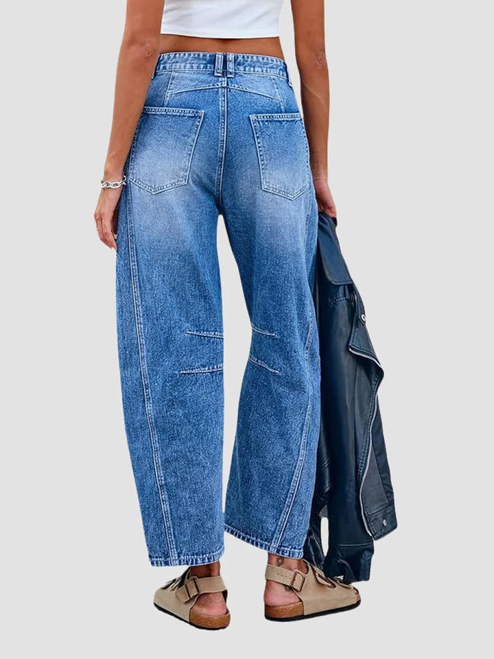 Women High-Waist Wide-Leg Flare Denim Jeans with Core Shaping