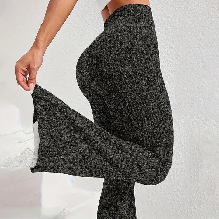 All Season Ribbed Flare Leggings Women High Rise Yoga Pants