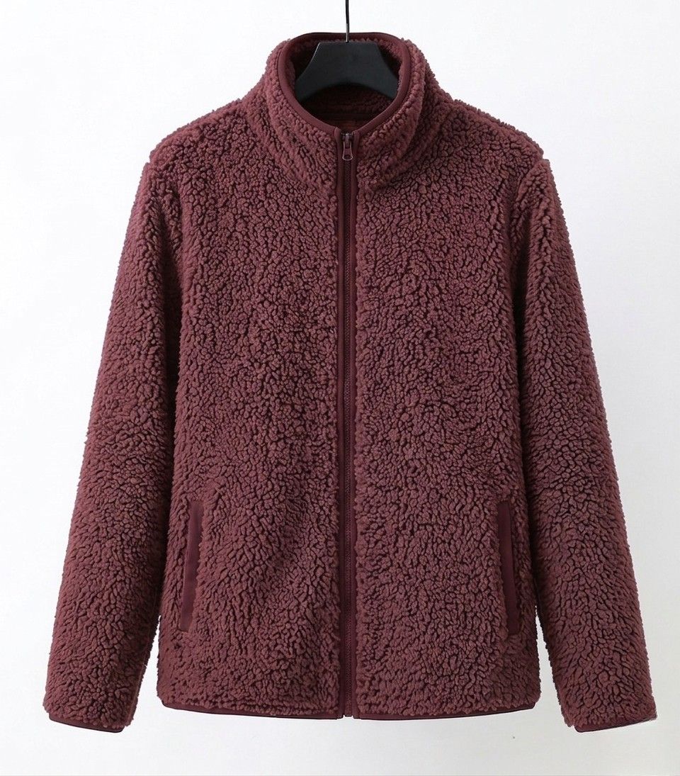 Winter Sherpa Teddy Fleece Jacket Women Zip Up Stand Collar Coat