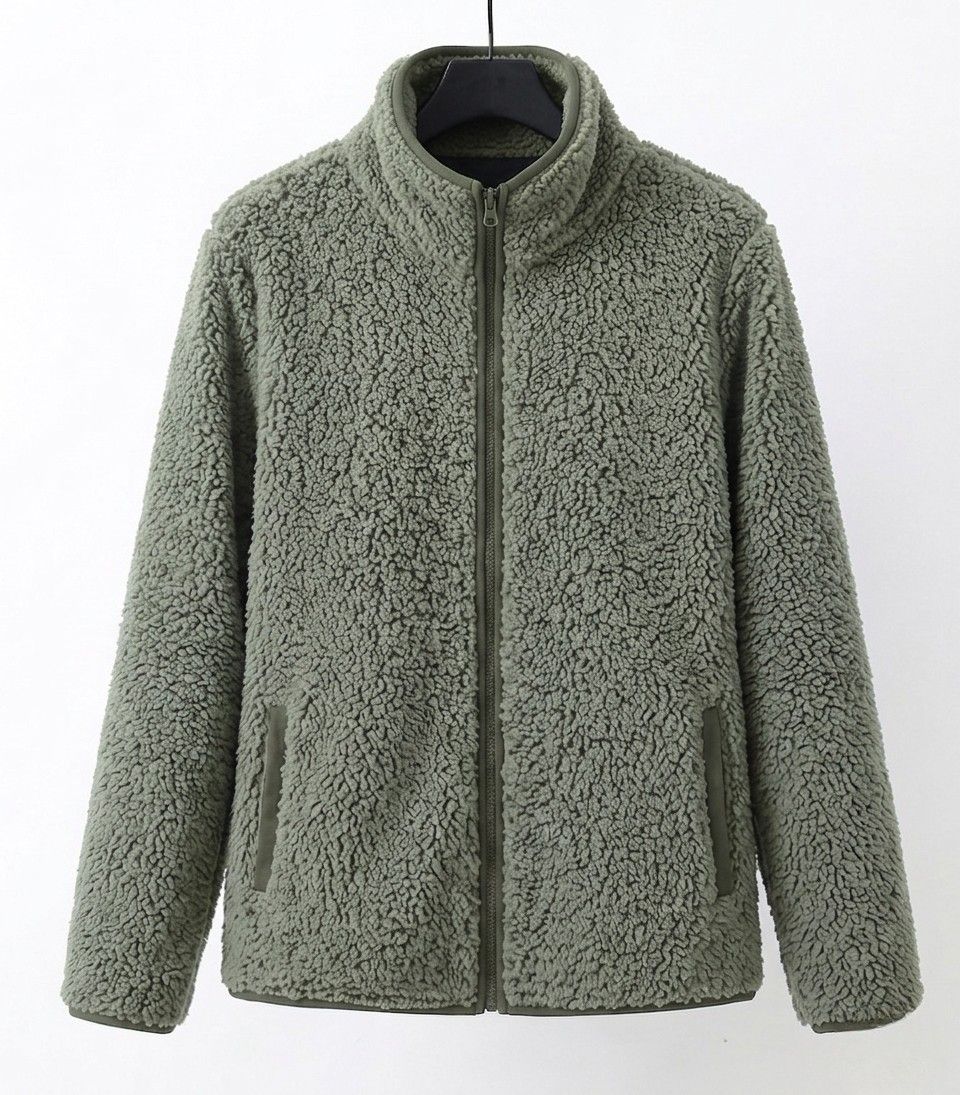 Winter Sherpa Teddy Fleece Jacket Women Zip Up Stand Collar Coat