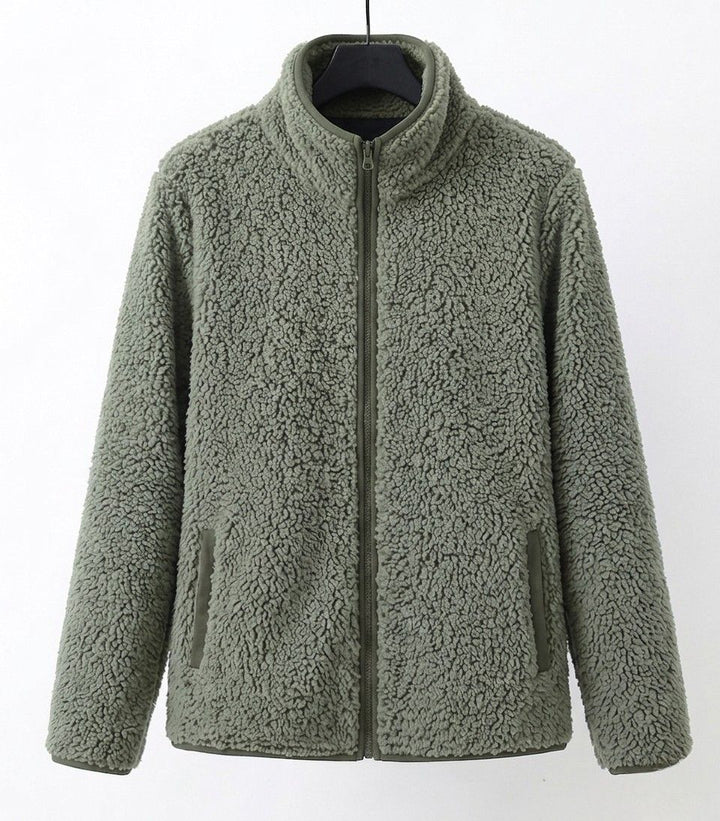 Winter Sherpa Teddy Fleece Jacket Women Zip Up Stand Collar Coat