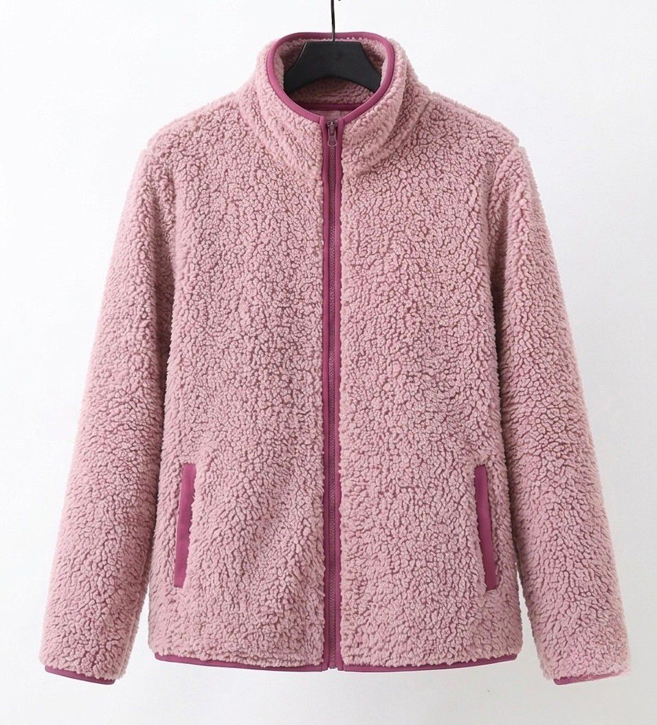 Winter Sherpa Teddy Fleece Jacket Women Zip Up Stand Collar Coat
