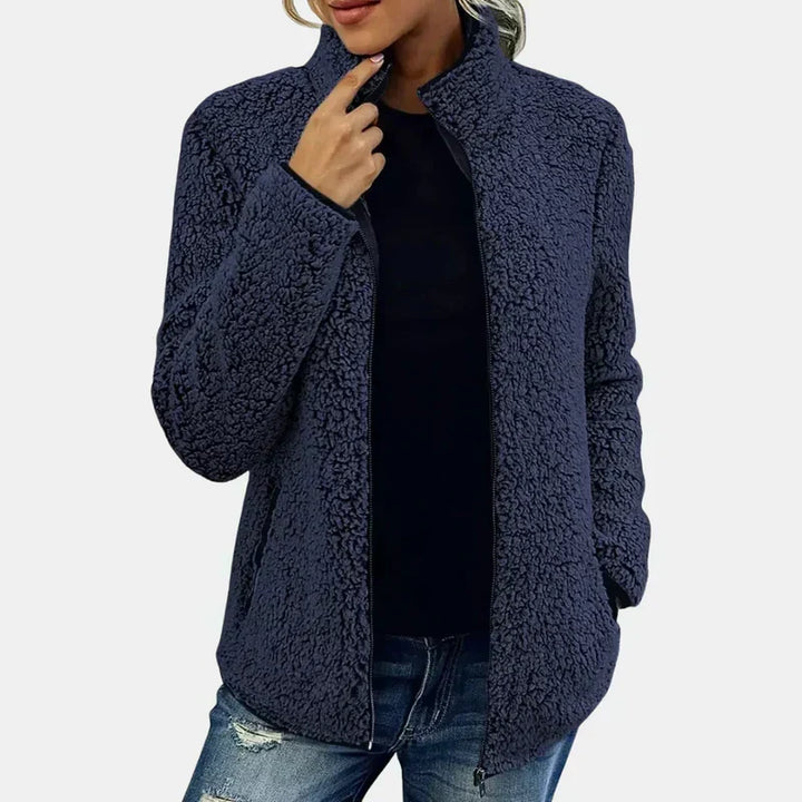 Winter Sherpa Teddy Fleece Jacket Women Zip Up Stand Collar Coat
