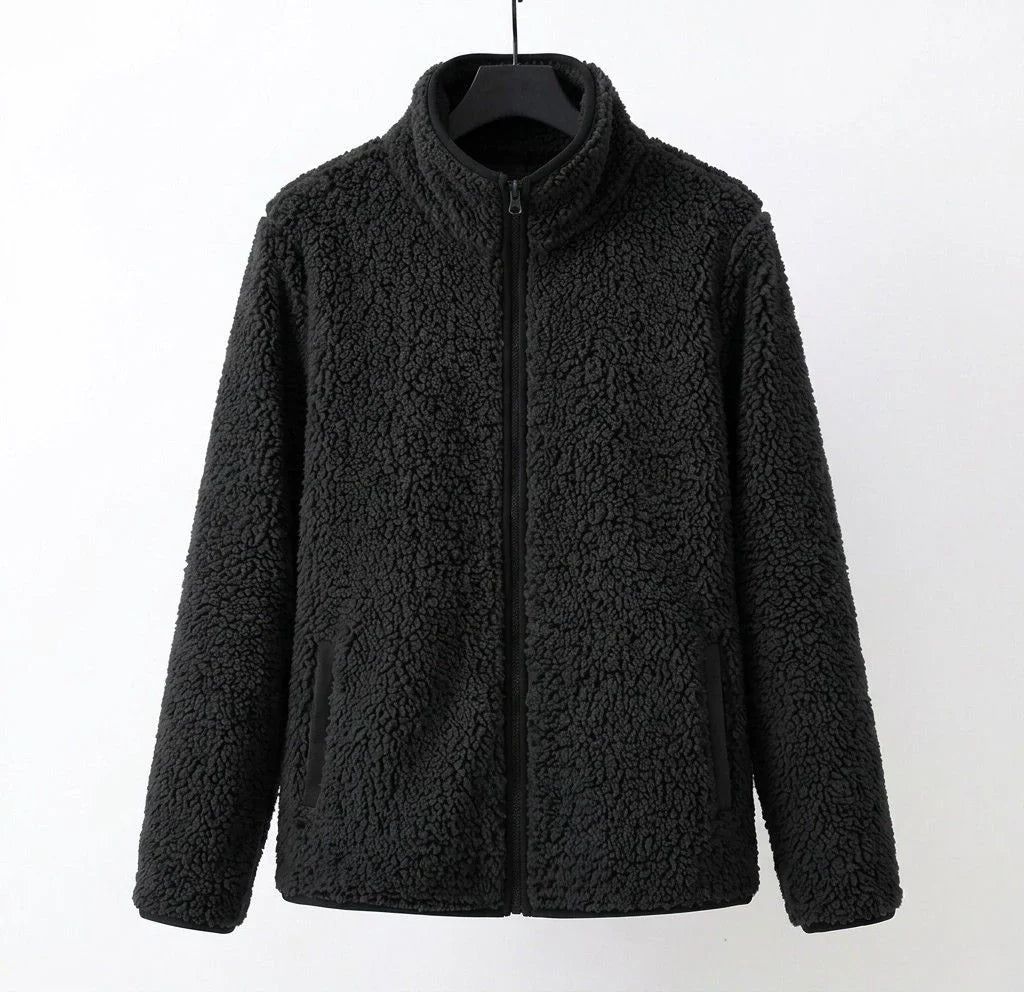 Winter Sherpa Teddy Fleece Jacket Women Zip Up Stand Collar Coat