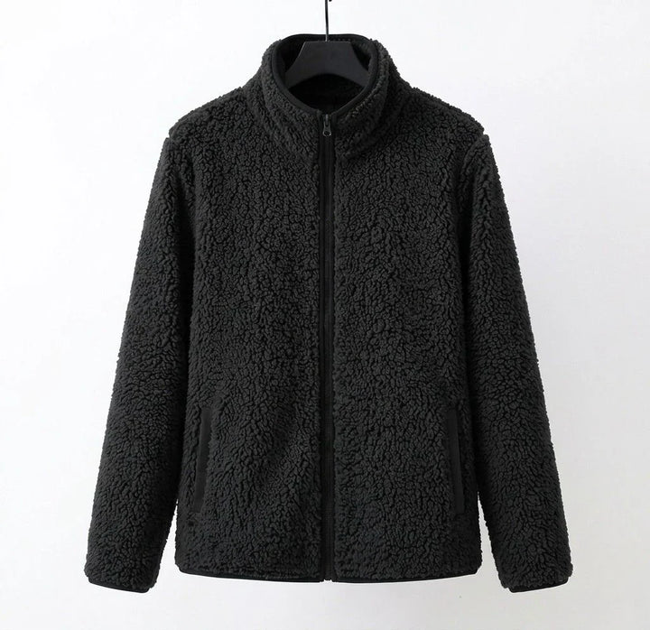 Winter Sherpa Teddy Fleece Jacket Women Zip Up Stand Collar Coat
