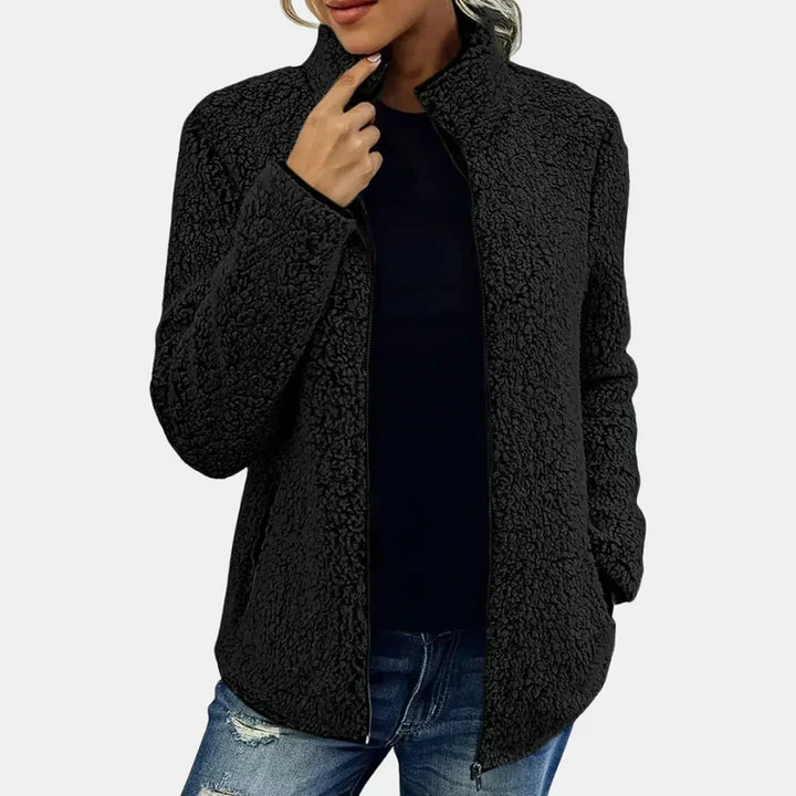 Winter Sherpa Teddy Fleece Jacket Women Zip Up Stand Collar Coat